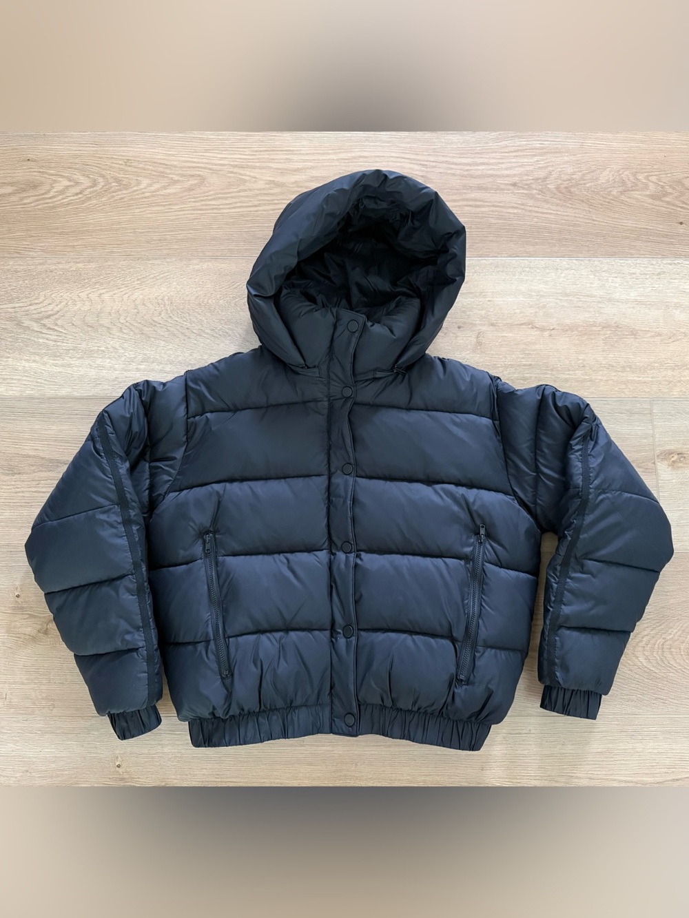 Alo Gold Rush Puffer Jacket Removable Hood XS Black